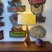 Refinished 1960s Danish Mid-Century Modern Sculpted Teak ZigZag Table Lamp